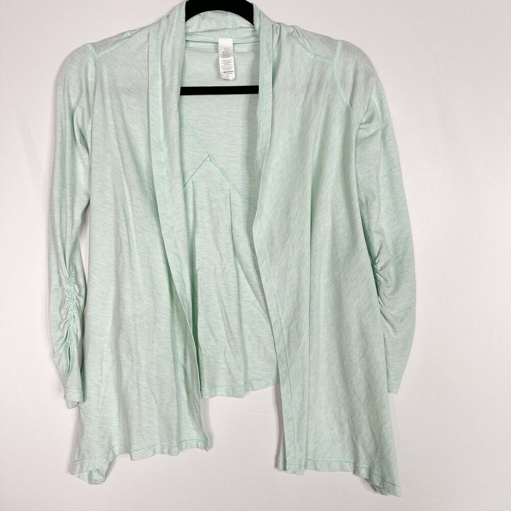 Ivivva by Lululemon Girls 6 Light Green Fours a Charm Wrap Top Pima Cotton Drape
